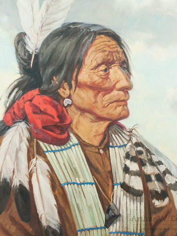 Large Painting of Plains Indian Chief by Douglas Allan Fales (1929-2024)