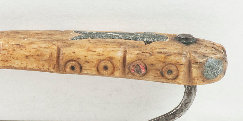 Unusual Inuit Bone Fishing Lure with Circle & Dot Motif & Lead Inlays Unusual Inuit Bone Fishing Lure with Circle & Dot Motif & Lead Inlays