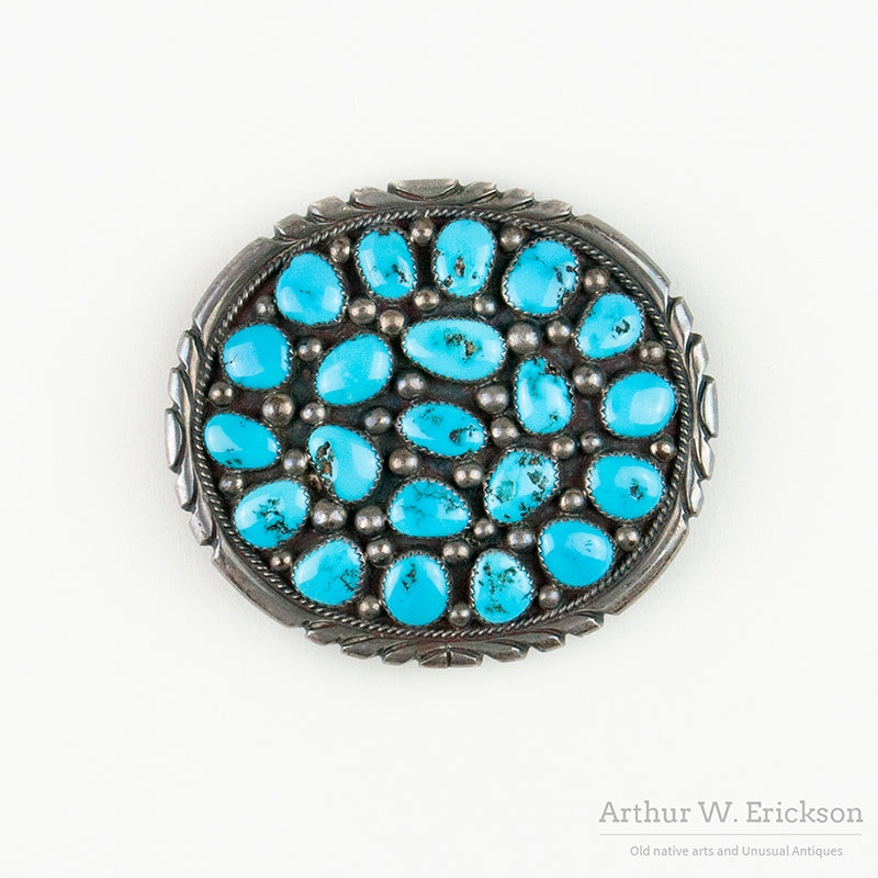 Tommy Moore Kingman Turquoise and Sterling Silver Belt Buckle