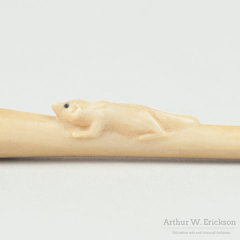 Walrus Ivory Cigarette Holder with Fox