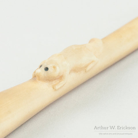 Walrus Ivory Cigarette Holder with Fox