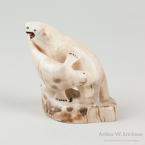 Inuit Ivory Carving of Polar Bear & Seal
