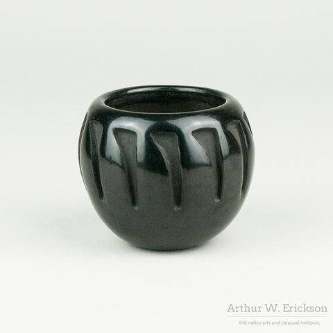 Carved Blackware Pot by Sophie Cata