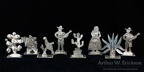 Eight Mexican Sterling Silver Place Card Holders