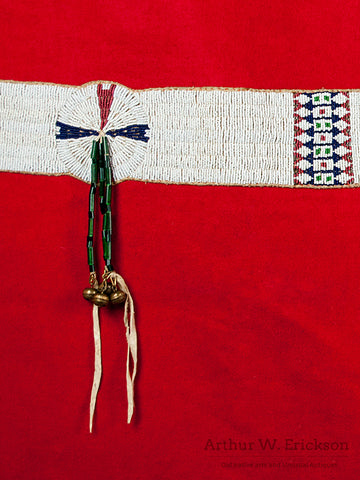 Plains Blanket Strip on Red Trade Cloth Blanket