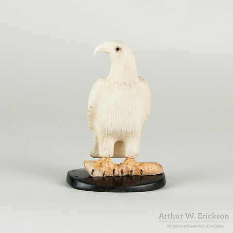 InuitWalrus Ivory Eagle Carving with Base