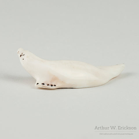 Inuit Carved Walrus Ivory Seal by Tupkok