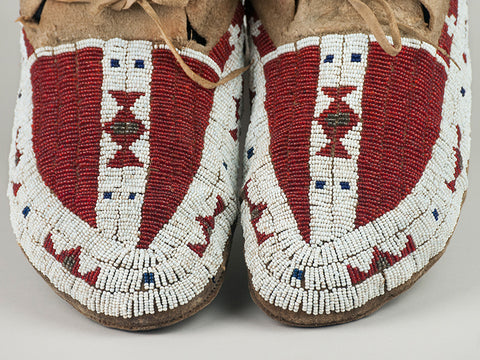 Fully Beaded Red Plains Moccasins