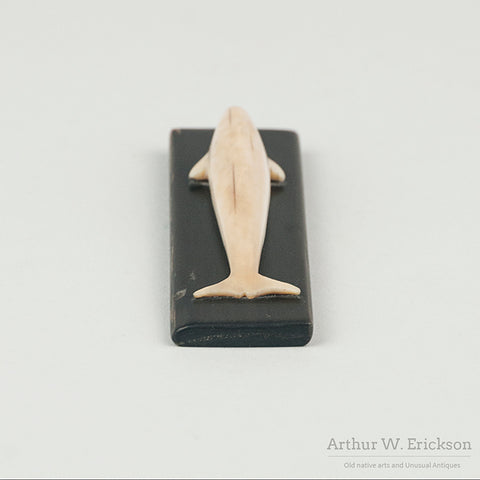 Small Inuit Walrus Ivory Carving of a Bowhead Whale