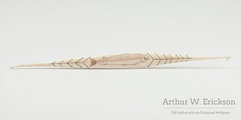 Exquisite Inuit Scrimshawed Crochet Hook