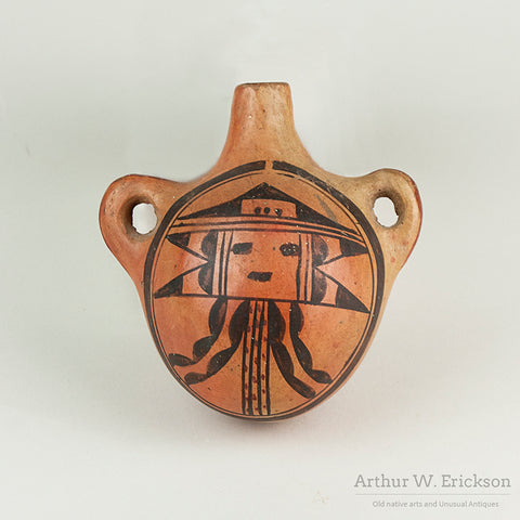 Small Hopi Canteen With Kachina Face