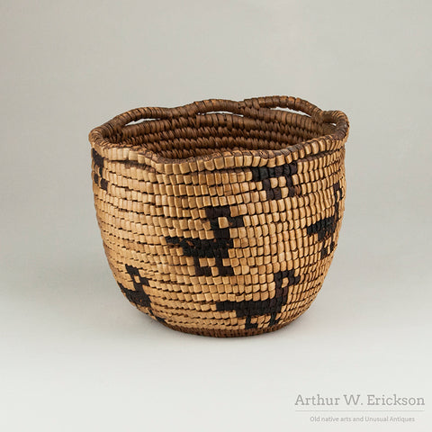 Small Fully Imbricated Figural Puget Sound Basket with Ducks