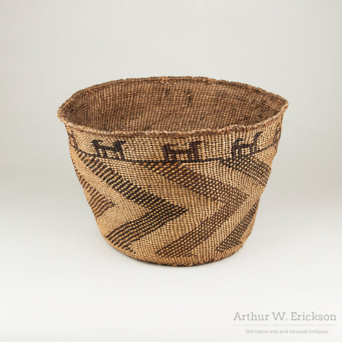 Large Quinault Basket with Dogs Around the Rim