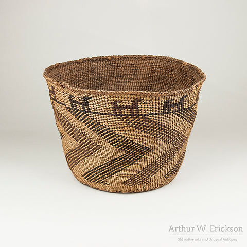 Large Quinault Basket with Dogs Around the Rim