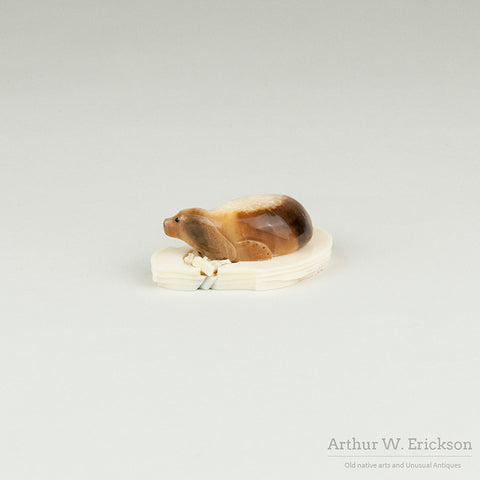 Fossilized Walrus Ivory Seal on a Mount by Brian Kulik