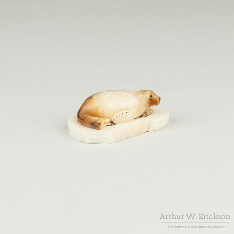 Fossilized Walrus Ivory Seal on a Mount by Brian Kulik