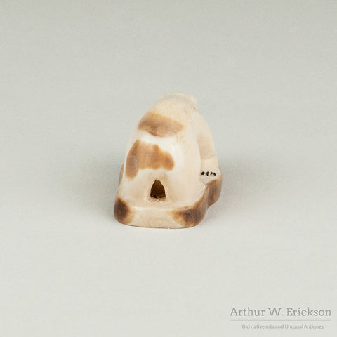 Small Inuit Carving of a Polar Bear With a Seal