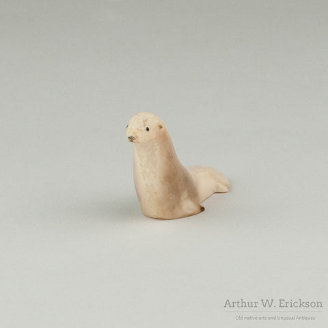 Inuit Carved Walrus Ivory Slippery Seal