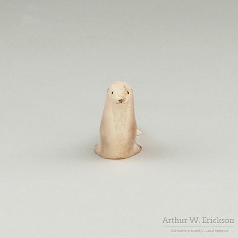 Inuit Carved Walrus Ivory Slippery Seal