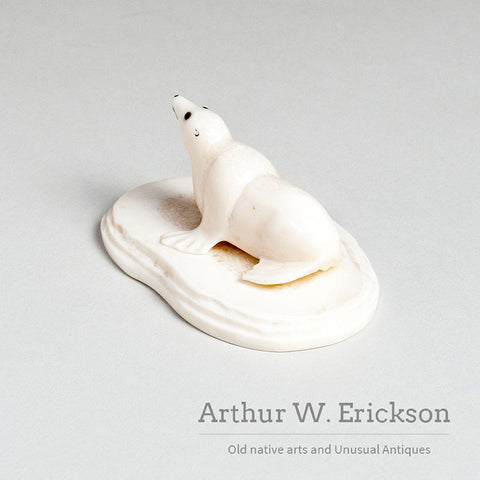 Walrus Ivory Sea Lion on an Ivory Mount by Paul Kulik