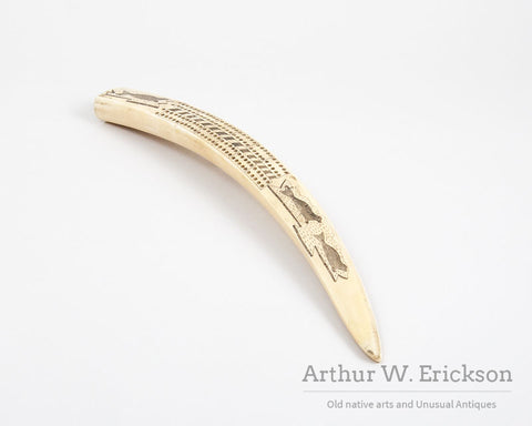 Inuit Carved walrus Ivory Cribbage Board