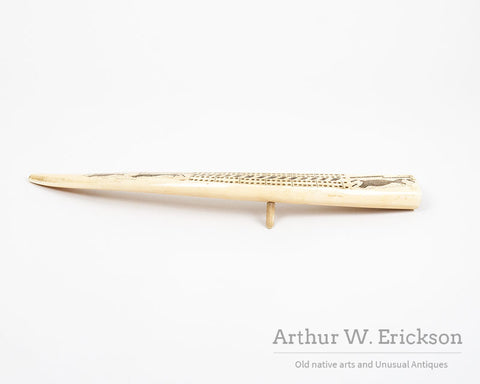 Inuit Carved walrus Ivory Cribbage Board