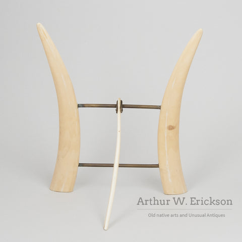 Scrimshawed Walrus Ivory Tusk Easel