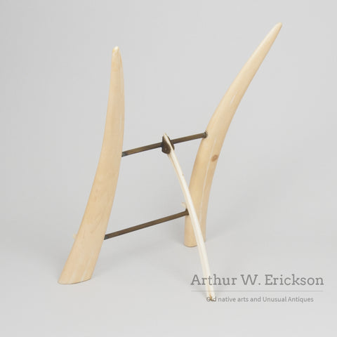 Scrimshawed Walrus Ivory Tusk Easel