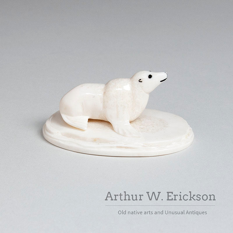 Walrus Ivory Sea Lion on an Ivory Mount by Paul Kulik