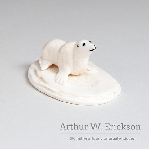 Walrus Ivory Sea Lion on an Ivory Mount by Paul Kulik
