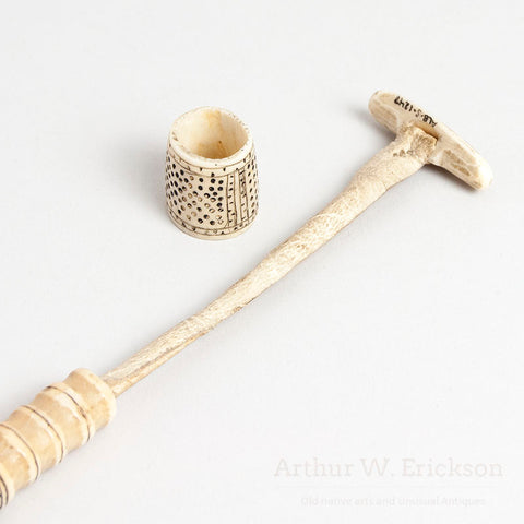 Outstanding Inuit Walrus Ivory Sewing Kit