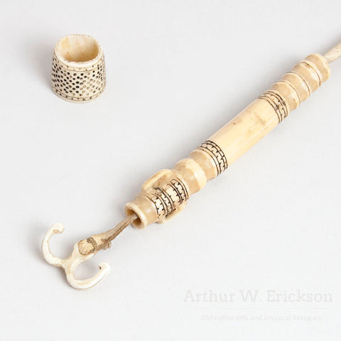Outstanding Inuit Walrus Ivory Sewing Kit
