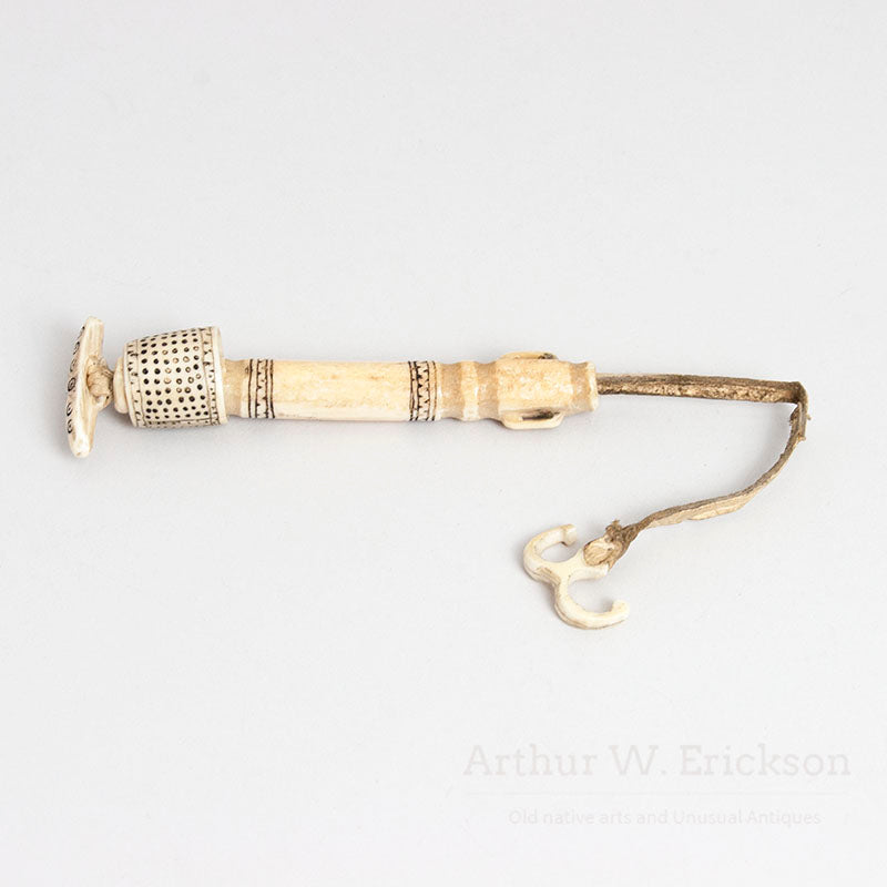 Outstanding Inuit Walrus Ivory Sewing Kit