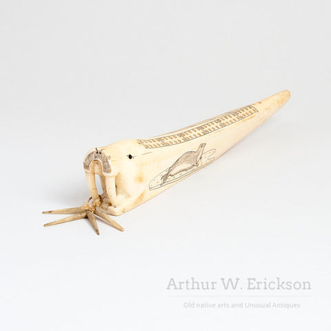 Inuit Walrus Headed Cribbage Board