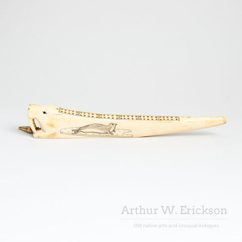 Inuit Walrus Headed Cribbage Board