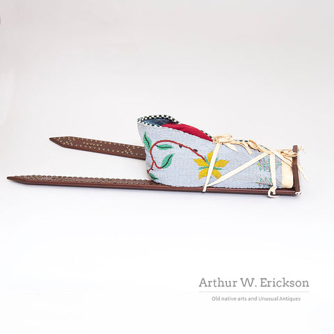 Modern Miniature Plains Style Beaded Cradle with Boards