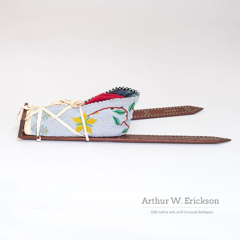 Modern Miniature Plains Style Beaded Cradle with Boards