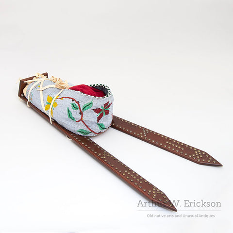 Modern Miniature Plains Style Beaded Cradle with Boards