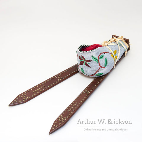 Modern Miniature Plains Style Beaded Cradle with Boards