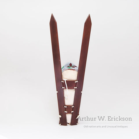 Modern Miniature Plains Style Beaded Cradle with Boards