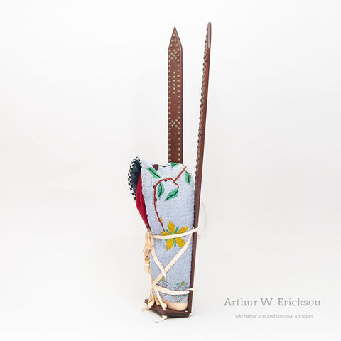 Modern Miniature Plains Style Beaded Cradle with Boards