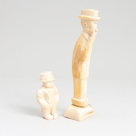 Inuit Walrus Ivory Carving of Mutt & Jeff