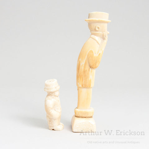 Inuit Walrus Ivory Carving of Mutt & Jeff