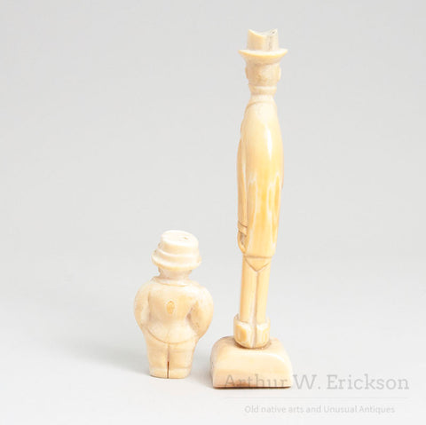 Inuit Walrus Ivory Carving of Mutt & Jeff