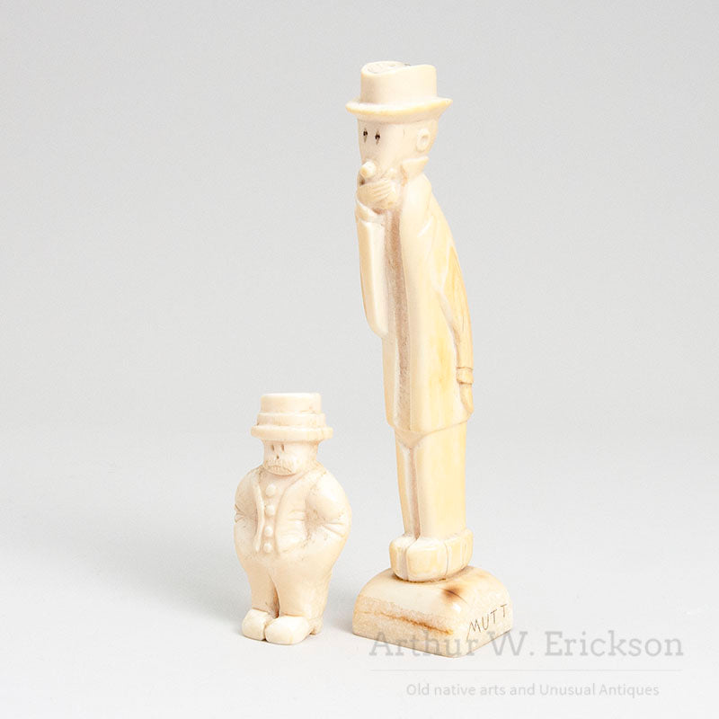 Inuit Walrus Ivory Carving of Mutt & Jeff