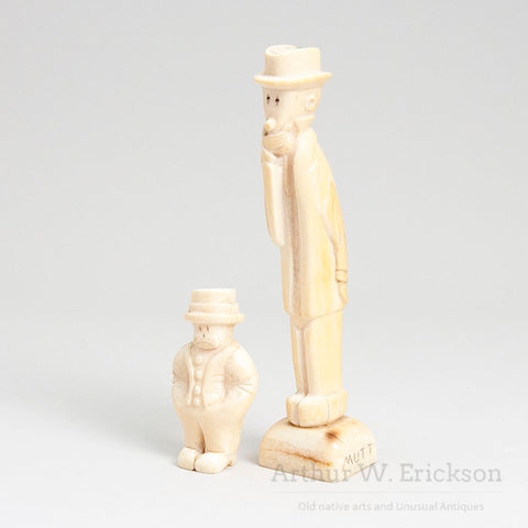 Inuit Walrus Ivory Carving of Mutt & Jeff