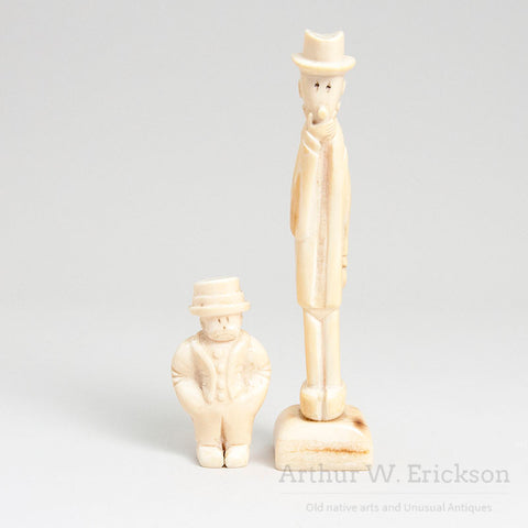 Inuit Walrus Ivory Carving of Mutt & Jeff