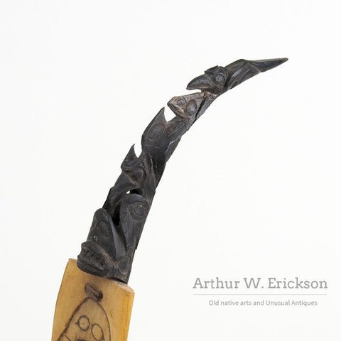 Northwest Coast Horn Laddle with Goat Horn Handle