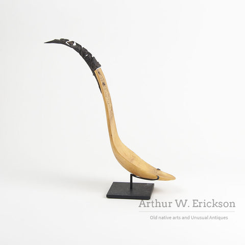 Northwest Coast Horn Laddle with Goat Horn Handle