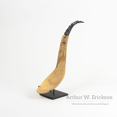 Northwest Coast Horn Laddle with Goat Horn Handle
